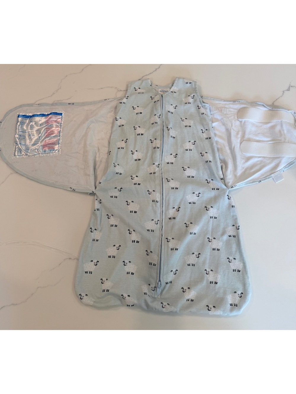 Halo Sleep Sack Swaddle Size 3-6 Months Teal with Lamb Print